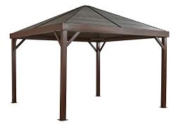 Sojag Aluminium Pavillon Überdachung South Beach Wood // 363x363 cm // Holzoptik-Pavillon und Gartenlaube mit Hard-Top Dach inkl. Moskitonetz